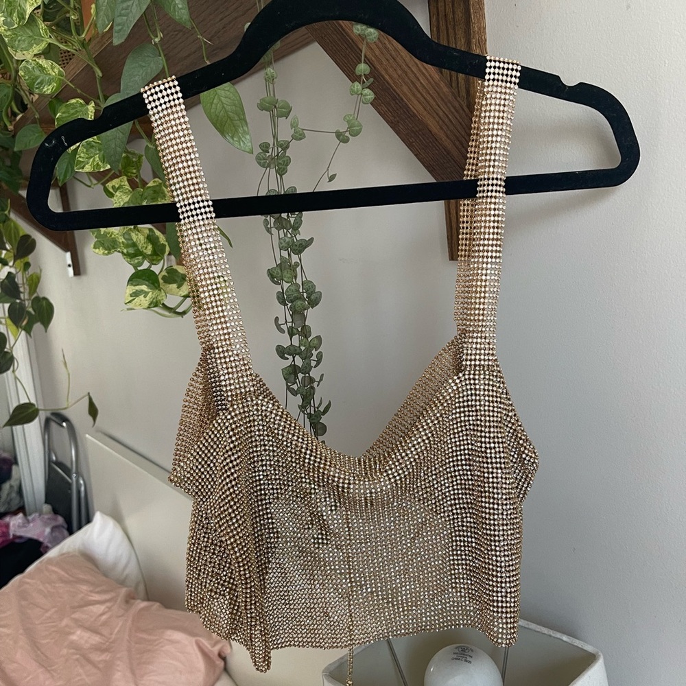 LIKE NEW Princess Polly Gold Jinx Spell Diamanté top